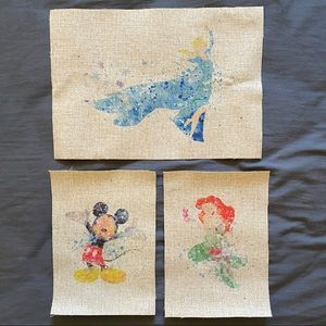 Set of 3 Disney Watercolor Linen Art Prints